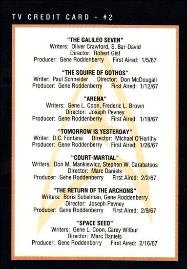 Star Trek 25th Anniversary: Series 2 (Base Set) card 281 TV Credit Card - #2