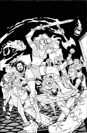 Invincible Red Sonja issue 3-P Amanda Conner 1:40 Black & White Virgin Cover