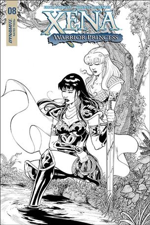 Xena: Warrior Princess (2018) issue 8-E 1:25 Xena & Gabrielle Black & White Cover