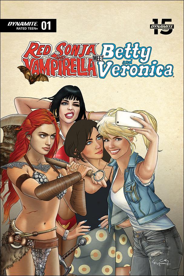 Red Sonja and Vampirella Meet Betty and Veronica issue 1-P Ergun Gunduz Selfie Cover