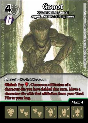 Marvel Dice Masters  Avengers Infinity Gauntlet card 71 Groot: Quasi-Diminsional Super-Positional Engineer