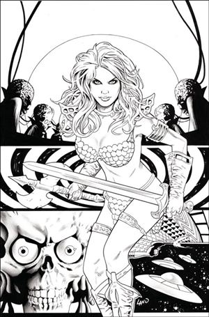 Red Sonja Attacks Mars issue 3.00-F Greg Land B&W Virgin 1:10 Cardstock Cover