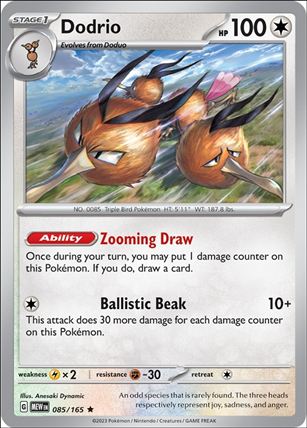 Pokemon: Scarlet & Violet - 151 (Base Set) card 085/165-B Dodrio (Reverse Holofoil)