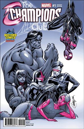 Champions (2016) issue 1-VK J. Scott Campbell Midtown Monochromatic Cover