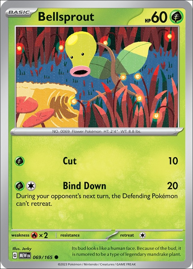 Pokemon: Scarlet & Violet - 151 (Base Set) card 069/165-B Bellsprout (Reverse Holofoil)