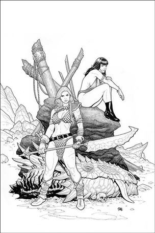 Vampirella / Red Sonja issue 3-M Frank Cho 1:25 Black and White Virgin Cover