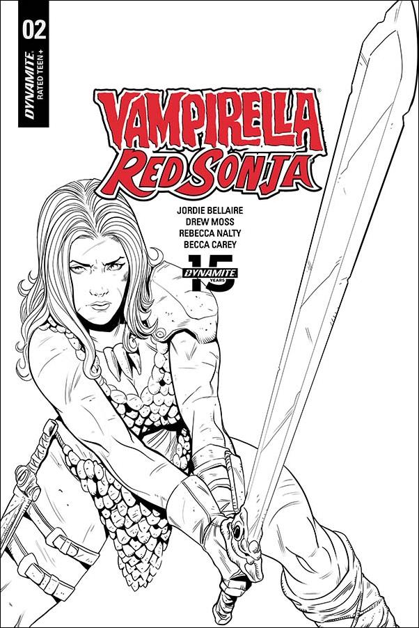 Vampirella / Red Sonja issue 2-F Drew Moss 1:10 Black & White Cover