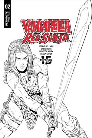 Vampirella / Red Sonja issue 2-F Drew Moss 1:10 Black & White Cover