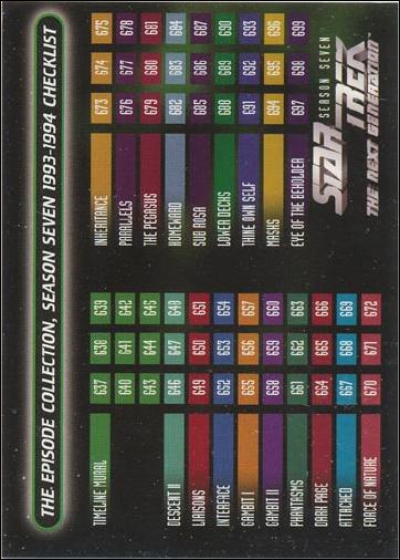 Star Trek: The Next Generation - The Episode Collection Season Seven (Base Set) card 721 Season Seven 1993-1994 Checklist