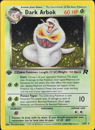 Pokemon: Team Rocket (Base Set) card 2 Dark Arbok (Holo) - 1st Edition