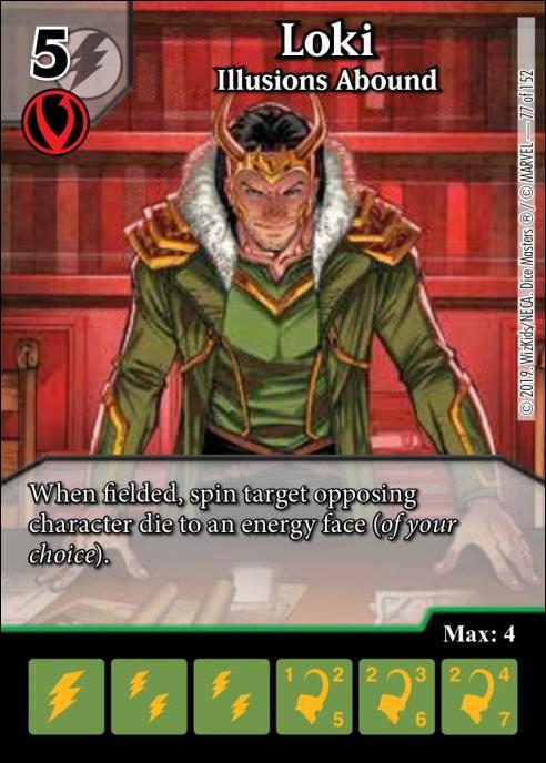 Marvel Dice Masters  Avengers Infinity Gauntlet card 77 Loki: Illusions Abound