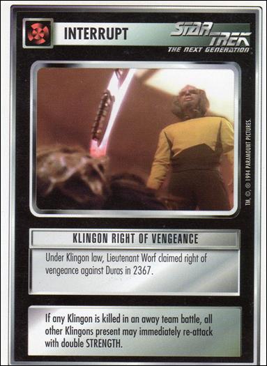 Star Trek: Premiere Unlimited (Base Set) card 126 Klingon Right of Vengeance 