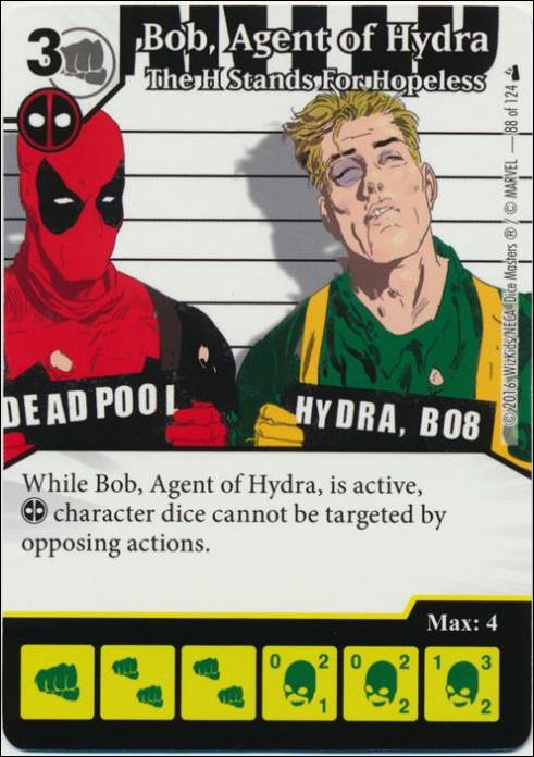 Marvel Dice Masters Deadpool card 88 Bob, Agent of Hydra: The H Stands for Hopeless
