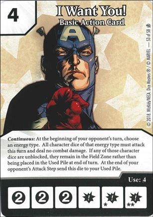 Marvel Dice Masters Avengers Infinity Campaign Box  card 53 I Want You!: Basic Action Card 