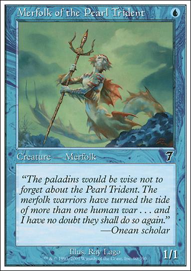 Magic the Gathering: 7th Edition (Base Set) card 90 Merfolk of the Pearl Trident