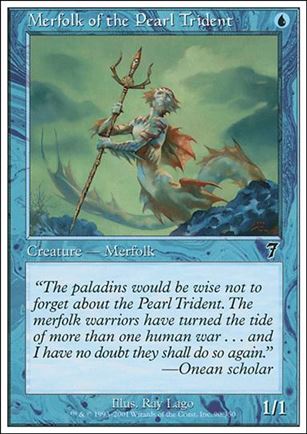 Magic the Gathering: 7th Edition (Base Set) card 90 Merfolk of the Pearl Trident