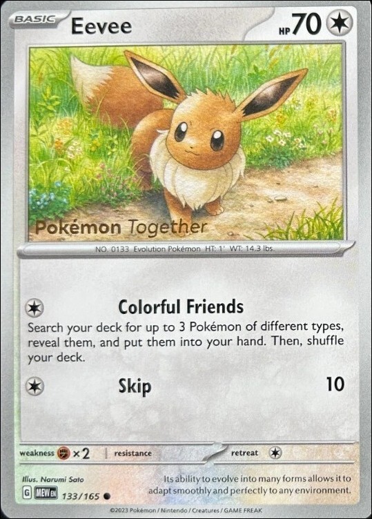 Pokemon: Scarlet & Violet - 151 (Base Set) card 133/165-C Eevee (Non-Holo) "Pokemon Together" Stamp Promo