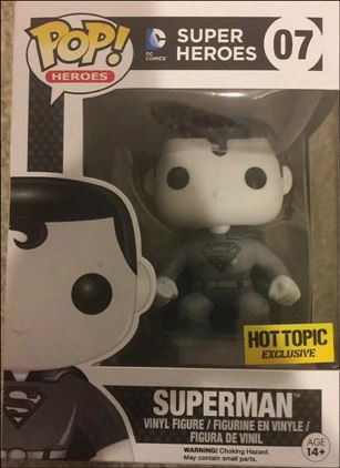 POP! Heroes figure 7-G Superman (Black & White) Hot Topic Exclusive