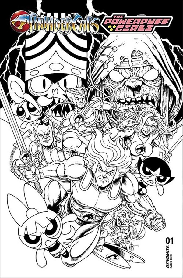 ThunderCats / The Powerpuff Girls issue 1-O Ken Haeser B&W 1:5 Cardstock Cover