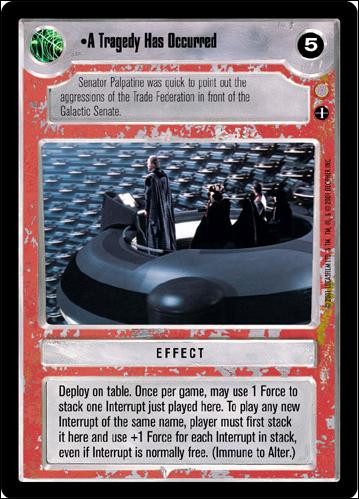 Star Wars: Coruscant Limited (Base Set) card 130 A Tragedy Has Occurred
