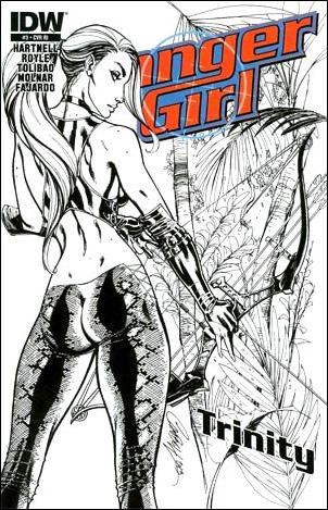 Danger Girl: Trinity issue 3-B 1:10 Black and White Cover