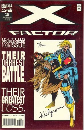 X-Factor (1986) issue 100-C Score Board Red Cover (Signed by Milgrom) 1/5000
