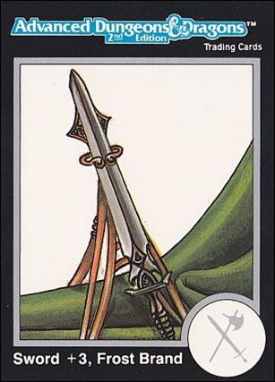 TSR 1991 Trading Cards Premier Edition Factory Set (Base Set) card 74 AD&D - Sword +3, Frost Brand
