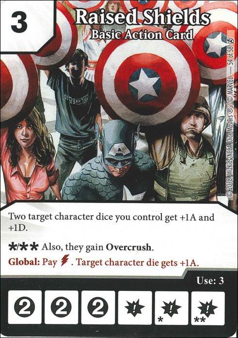 Marvel Dice Masters Avengers Infinity Campaign Box  card 54 Raised Shields: Basic Action Card 