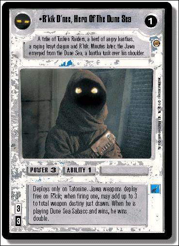 Star Wars: Jabba's Palace Limited (Base Set) card 122 R'kik D'nec, Hero Of The Dune Sea