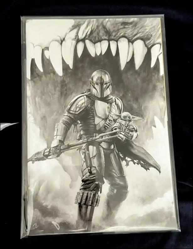 Star Wars: The Mandalorian Season 2 issue 1-V2 Adi Granov Trinity Comics/SDCC Virgin B&W Cover