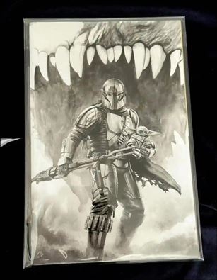 Star Wars: The Mandalorian Season 2 issue 1-V2 Adi Granov Trinity Comics/SDCC Virgin B&W Cover