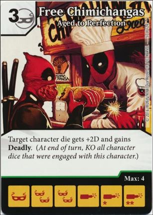Marvel Dice Masters Deadpool card 57 Free Chimichangas: Aged to Perfection