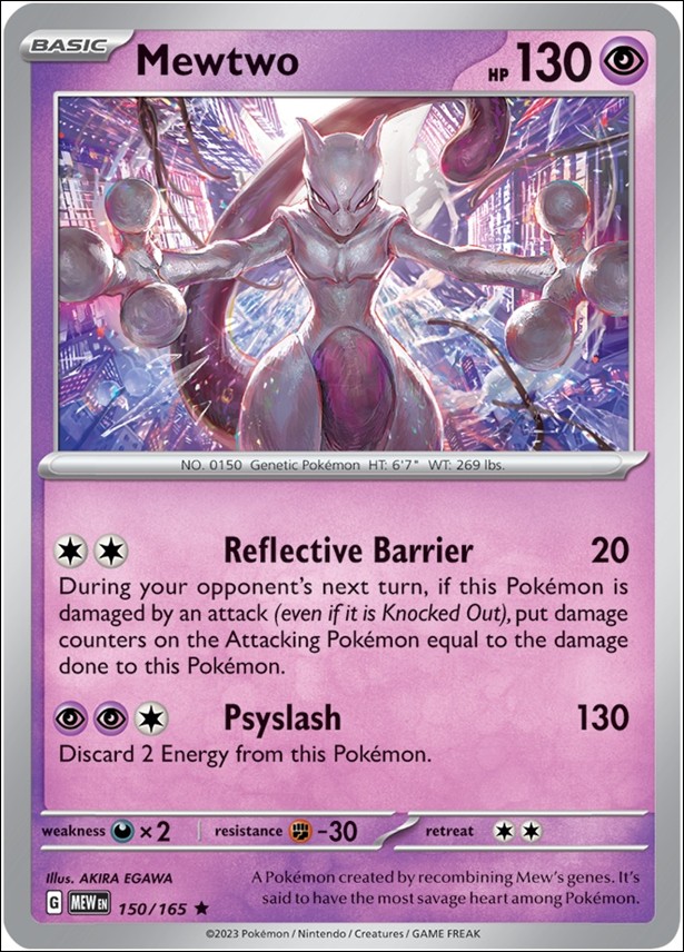 Pokemon: Scarlet & Violet - 151 (Base Set) card 150/165-B Mewtwo (Reverse Holofoil)