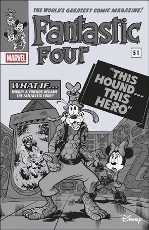 Fantastic Four (2022) issue 29-E Paolo Mottura B&W 1:100 Disney What If? Cover