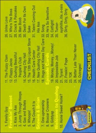 Family Guy Season Two (Base Set) card 72 Checklist