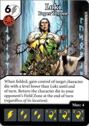 Marvel Dice Masters Defenders card 19 Loki: Paper Throne