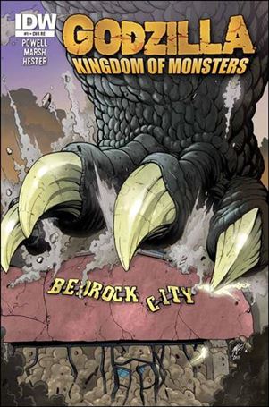 Godzilla: Kingdom of Monsters issue 1-MH Bedrock City Cover 1/500