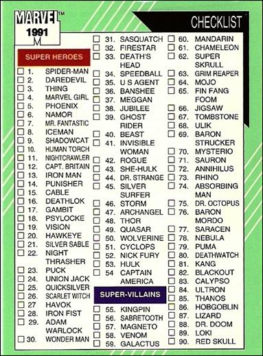 Marvel Universe: Series 2 (Base Set) card 162 Checklist