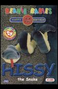 Beanie Babies Series 2 (Birthday or Rookie Subset) card 260 Hissy the Snake Blue Lettering