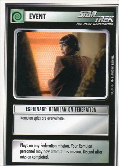 Star Trek: Premiere Unlimited (Base Set) card 73 Espionage: Romulan On Federation