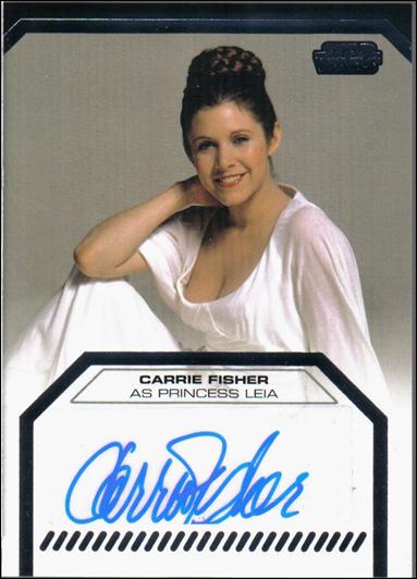 Star Wars Galactic Files (Autograph Subset) card nn3 Carrie Fisher as Princess Leia 1/100 (1:3040 Pcks)