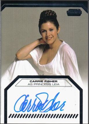Star Wars Galactic Files (Autograph Subset) card nn3 Carrie Fisher as Princess Leia 1/100 (1:3040 Pcks)