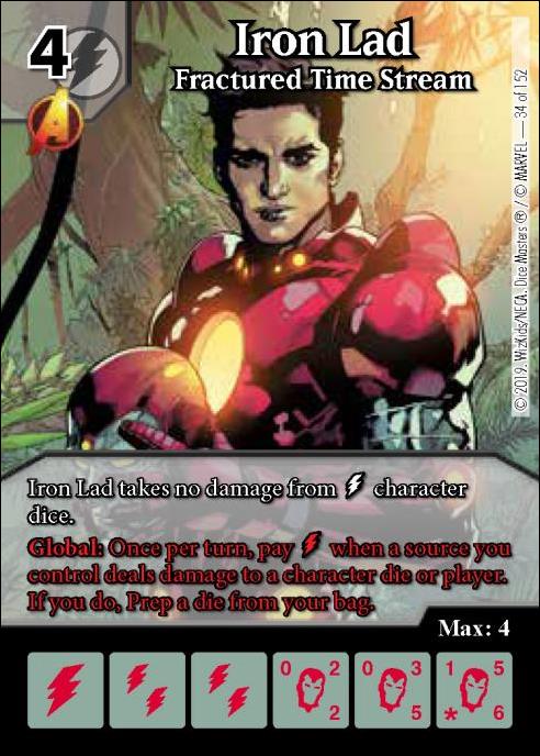 Marvel Dice Masters  Avengers Infinity Gauntlet card 34 Iron Lad: Fractured Time Stream