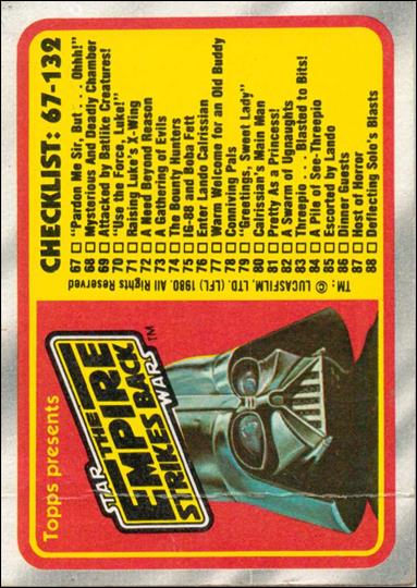 Star Wars: The Empire Strikes Back: Series 1 (Base Set) card 132 Checklist: 67-132
