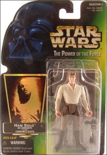 Star Wars: The Power of the Force 2 3 3/4" Basic Action Figures figure 17-D Han Solo (in Carbonite) (Green) (Coll 2) (Holo)