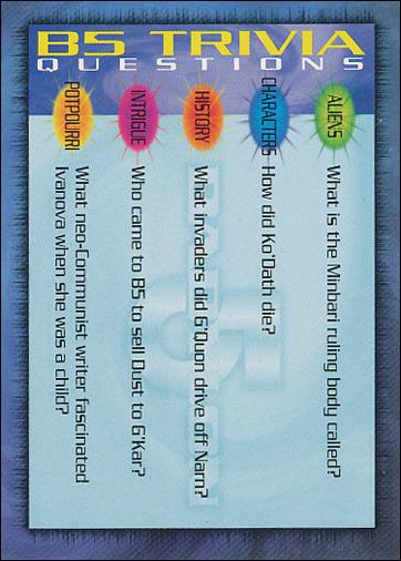 Babylon 5 Special Edition (Trivia Subset) card T-84 B5 Trivia Questions 84