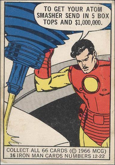 Marvel Superheroes (Base Set) card 16 To Get Your Atom Smasher Send in 5 Box Tops & $1M.