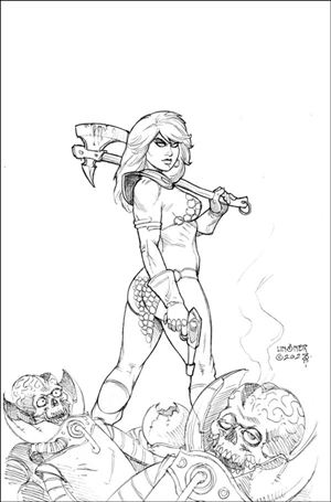 Red Sonja Attacks Mars issue 1-J Joseph M. Linsner B&W 1:20 Virgin Cardstock Cover