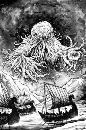 Godzilla: Here There Be Dragons II - Sons of Giants issue 2-C Gavin Smith B&W Virgin 1:10 Cover