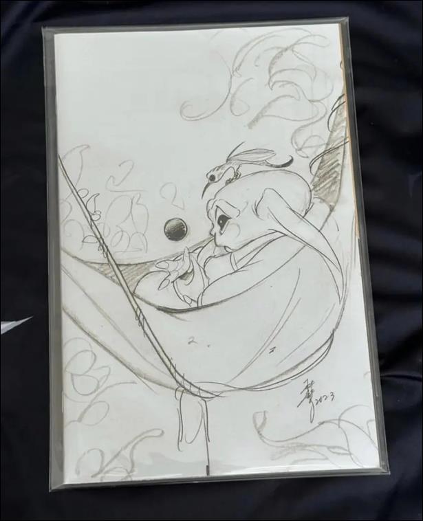 Star Wars: The Mandalorian Season 2 issue 1-W2 Peach Momoko Trinity Comics/SDCC Virgin B&W Cover